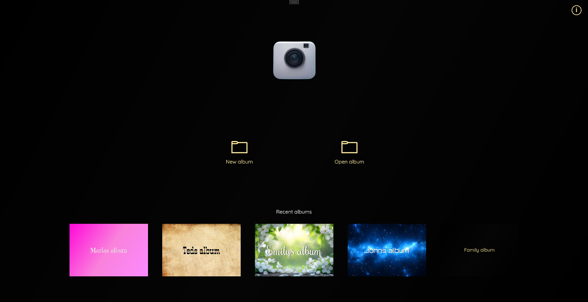 Example of album selection screen