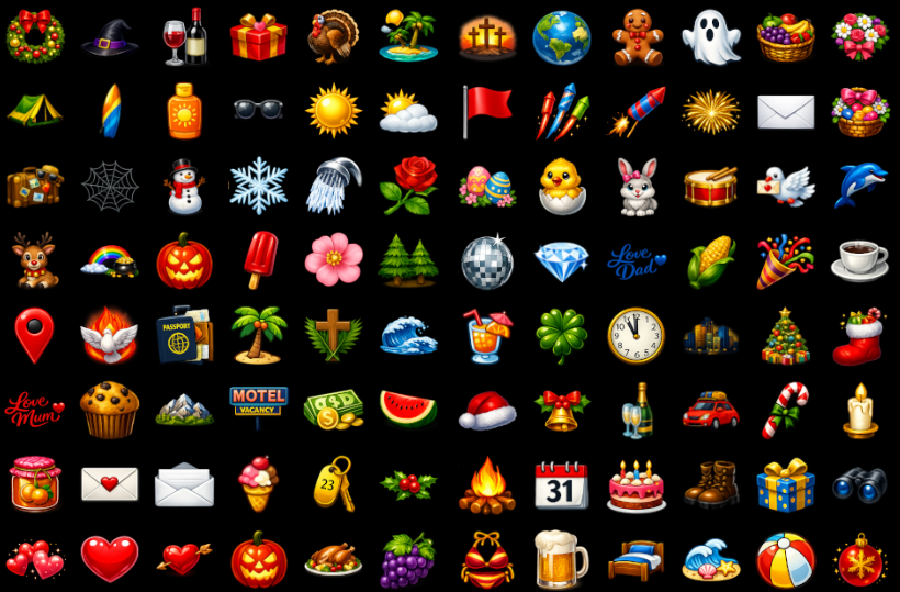 Example of the icon selection panel that shows a subset of the icons you can choose from